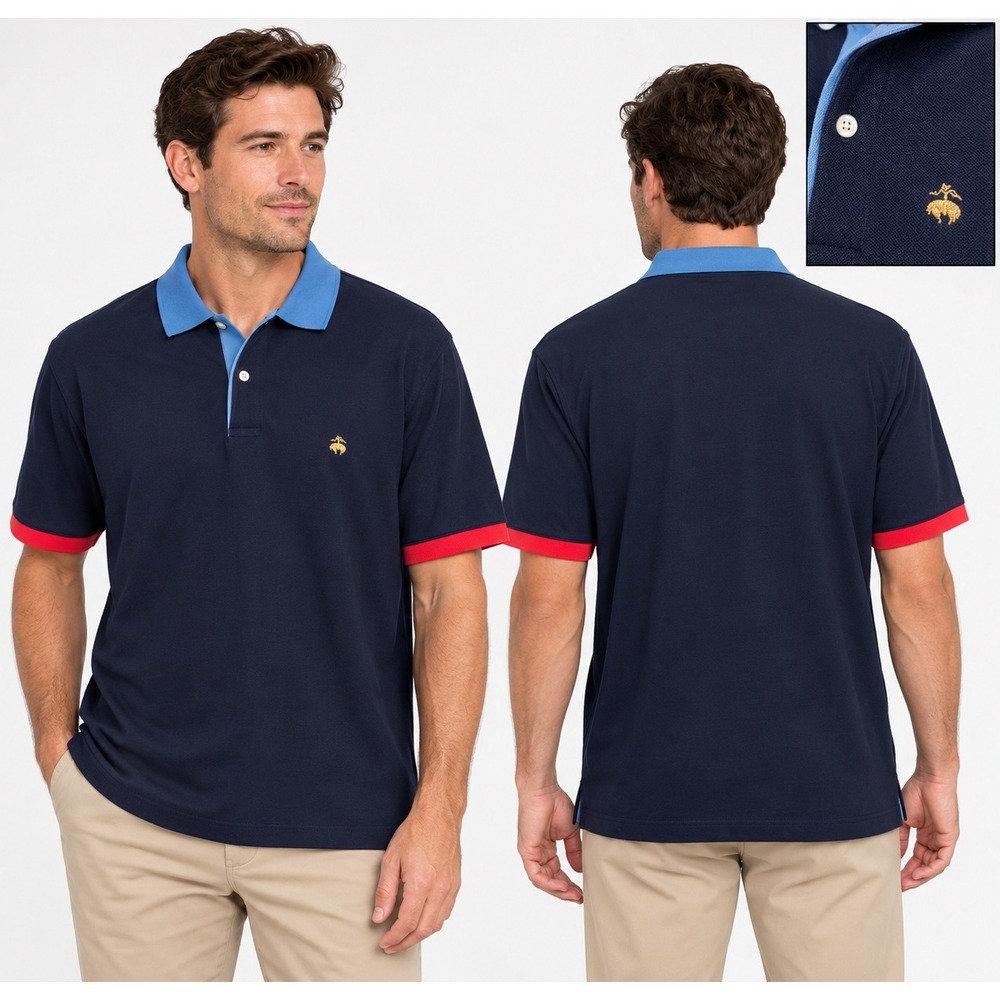 Brooks Brothers Performance Polo Shirt Mens XL Navy Blue Original Fit Cotton